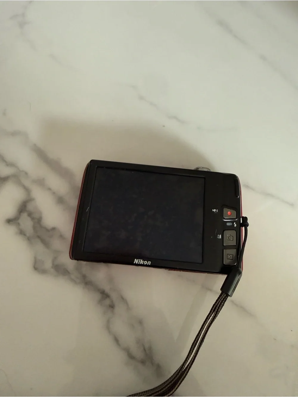 BROKEN Nikon Red Compact COOLPIX Digital Camera with Wrist Strap